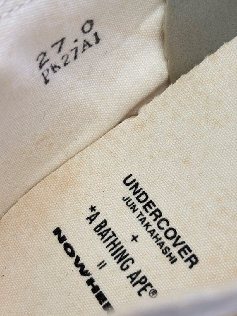 RARE BAPE x UNDERCOVER x NOWHERE (Category: Sneakers) located in Baguio. Submitted by viibodegaaa (Listing ID 1463020498, Image 2). Description: RARE BAPE x UNDERCOVER x NOWHERE Size: 27 fits 8.5-9US Condition: excellent Issue: missing 1 lace & slight dirts NO SOLE SEPS | PAIR ONLY Price: 14880.