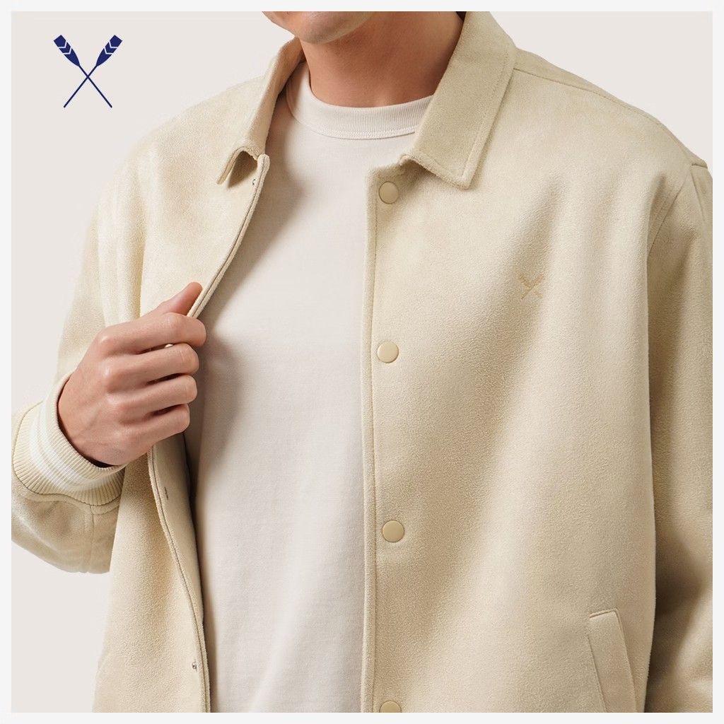 Regatta Bomber Jacket Faux Suede Cream (Category: Coats, Jackets and Outerwear) located in Pasay City. Submitted by xsamskie (Listing ID 1462885433, Image 1). Description: Regatta Bomber Jacket In Faux Suede With Snap Button Closure For Men (Cream) - Cream-colored varsity jacket - Button-up front with collar - Ribbed cuffs and hem for a snug fit - Small embroidered logo on the chest - Super comfy and stylish design - Ideal for casual everyday wea
