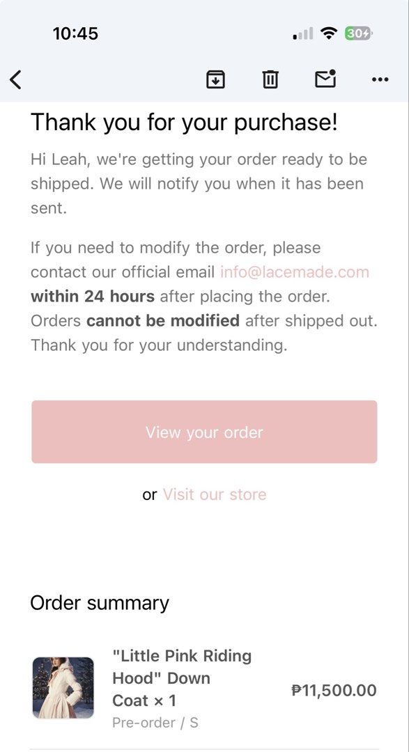 {RENTAL} Lacemade Winter Down Coat (Category: Coats, Jackets and Outerwear) located in Makati City. Submitted by _matildoll_ (Listing ID 1462902599, Image 3). Description: This will arrive in October Will have it for rental Bought for 11K.