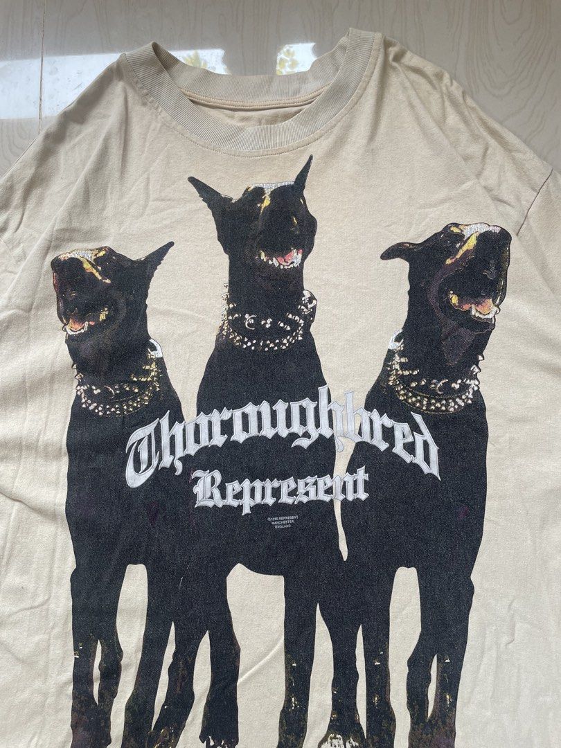 Represent "Thoroughbred Represent" Dated 1990 (Category: Tshirts & Polo Shirts ) located in Zamboanga. Submitted by guthens (Listing ID 1462986177, Image 3). Description: Condition- excellent Measurement- W-24 | W- 30 Issue- pinhole Color rate- 9.5/10 Cut tags .