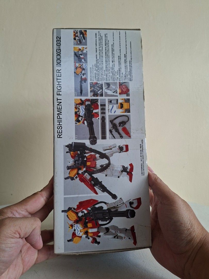 Reshipment Fighter XXXG-032 1/100 Scale Master Level Model (Category: Gundam & Model Kits) located in Baguio. Submitted by restyrille77846 (Listing ID 1462955702, Image 2). Description: - Master Grade 1/100 XXXG-032 Reshipment Fighter model kit - Box shows some wear, but contents are complete - Ideal for collectors and model builders - Classic Gundam-style collectible.