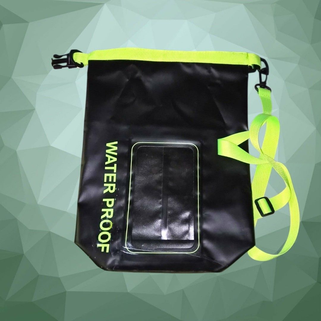 RollTop Waterproof Bag (Category: Other Sports Equipment and Supplies) located in Paranaque City. Submitted by calm_youngstore7 (Listing ID 1463038995, Image 1). Description: Outdoor roll-top waterproof dry bag featuring a built-in transparent smartphone pouch. This specialized 2-in-1 Phone Sling Dry Bag is heavily utilized for water sports and outdoor activities like kayaking, beach trips, swimming, and camping to protect electronics and valuabl