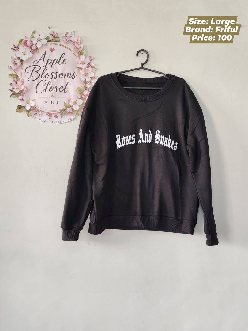 Roses and Snakes Pullover (Category: Coats, Jackets and Outerwear) located in Lipa City. Submitted by appleblossomscloset_abc (Listing ID 1463040491, Image 1). Description: ROSES AND SNAKES PULLOVER LARGE FRIFUL.