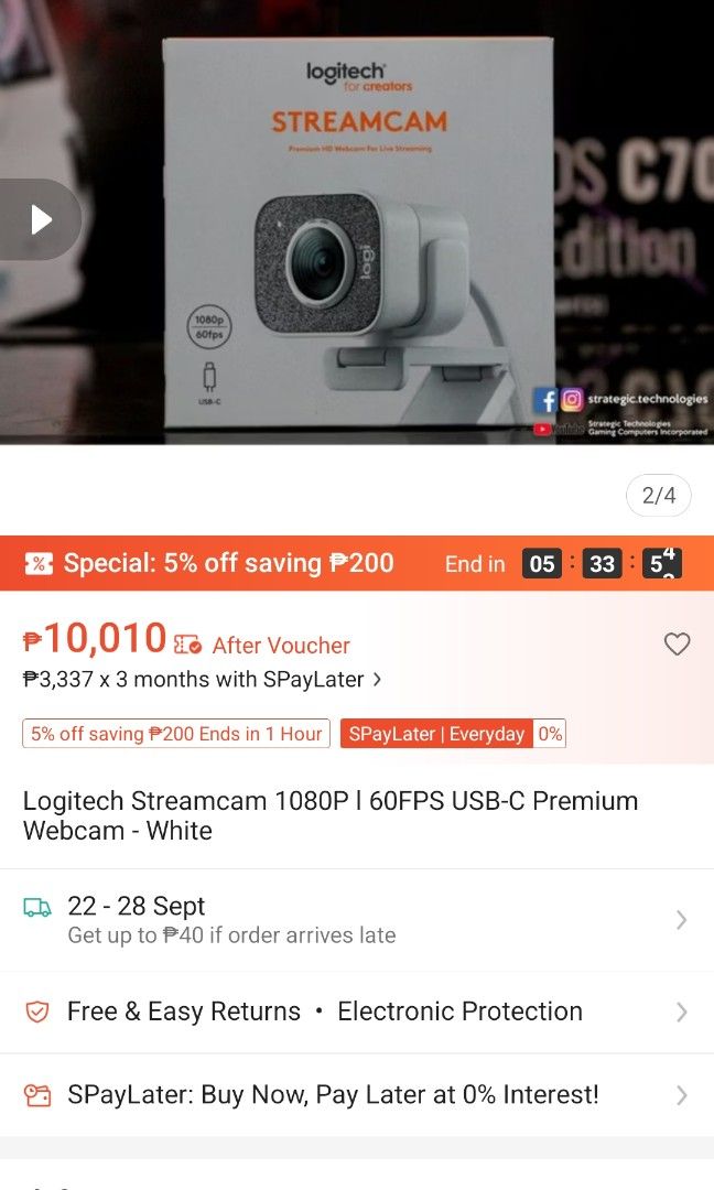 RUSH Logitech Streamcam (Category: Webcams) located in Manila. Submitted by rjcosm (Listing ID 1463054259, Image 3). Description: No issues. Rush Selling. Sobrang ganda ng video quality. Negotiable .