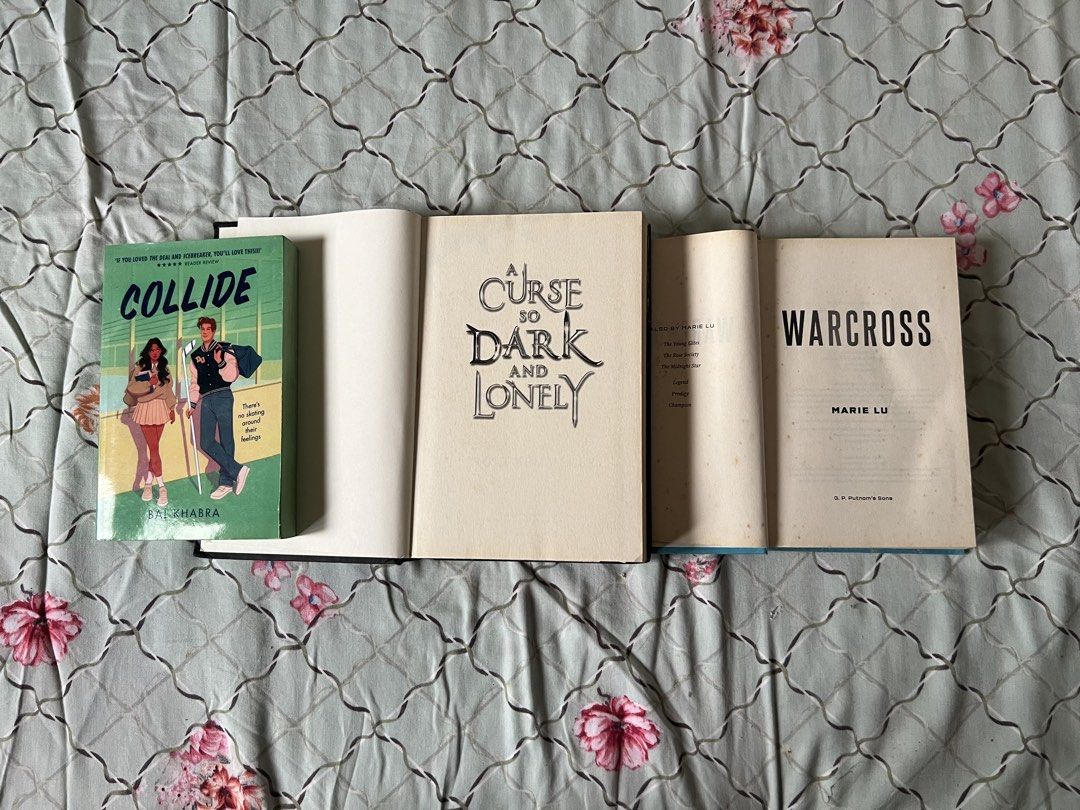 RUSH SALE BOOK BUNDLES (Category: Storybooks) located in Quezon City. Submitted by jungkookieshibal (Listing ID 1462897888, Image 2). Description: [SET A] 500 FOR THREE -HARD BOUND: A Curse so dark and lonely -HARD BOUND: Warcross -REPRINT: Collide [SET B] 850 FOR BOTH or 450 EACH -HARD BOUNS: The shadow between us -UK PAPERBACK: Terms and Conditions .