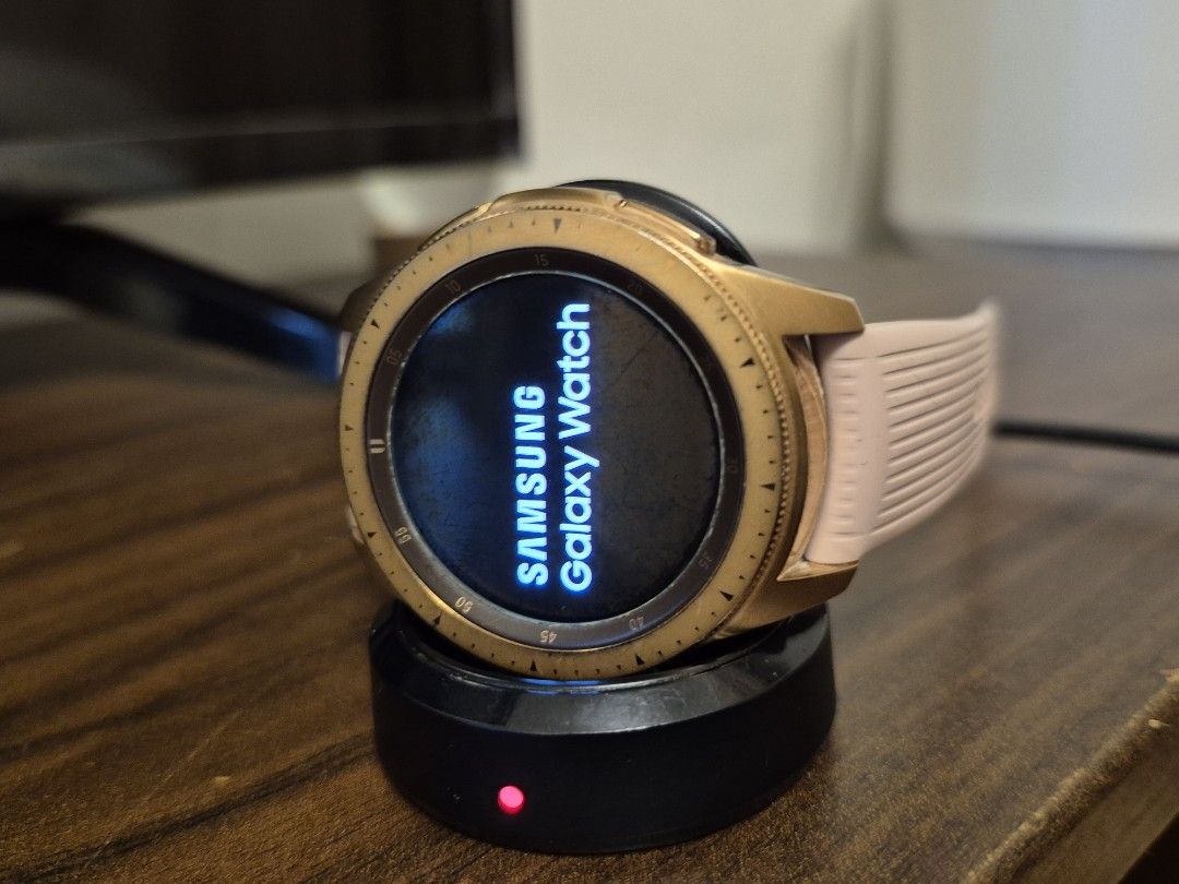 Samsung Galaxy Watch (Category: Samsung) located in Manila. Submitted by delightful_peacock (Listing ID 1463017524, Image 3). Description: Decluttering Sale Samsung Galaxy Watch 42mm Rose Gold • Bluetooth / Wi-Fi / GPS • 4GB storage • Comes with original box + charger • Charging properly • Pre-loved, good condition ₱4,000 negotiable BF Homes Las Pinas PM if interested..