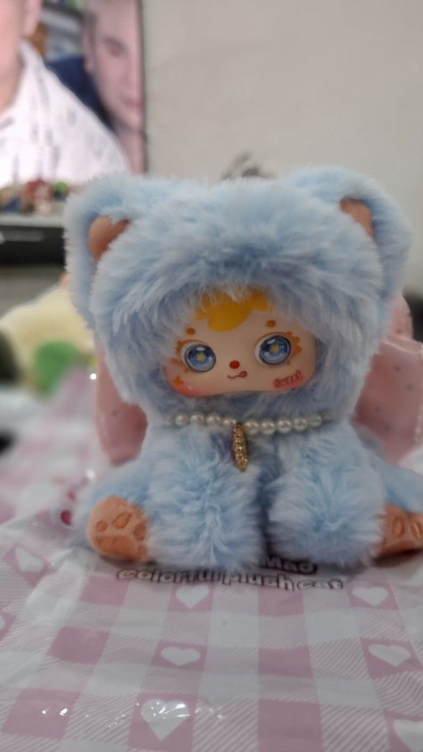 Samuel Blue with Pearls (Category: Plushies & Soft Toys) located in Manila. Submitted by jonelllliiii (Listing ID 1462983172, Image 2). Description: - Super soft, light blue plush toy - Big, expressive eyes and a cute face - Comes with a pearl necklace and gold charm - Fluffy and soft fur - Ideal for collectors or as a gift.
