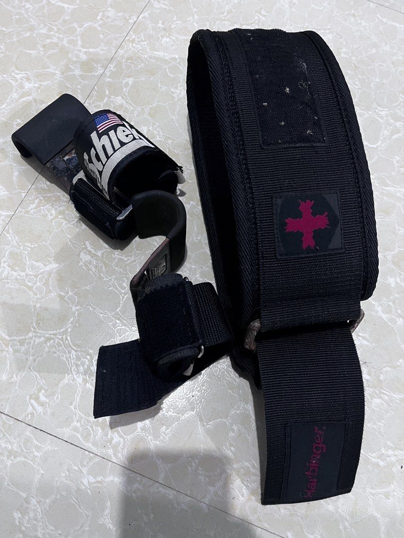 Schiek Weightlifting Hooks & Harbinger weightlifting belt (Category: Cardio & Fitness Machines) located in Manila. Submitted by mariotimba66418 (Listing ID 1463111615, Image 3). Description: - Schiek lifting hooks and Harbinger lifting straps - Color: Black - Ideal for deadlifts and rows - Enhances grip strength - Hooks feature comfortable wrist straps - Straps have padding for comfort - Both items are in good, pre-loved condition.