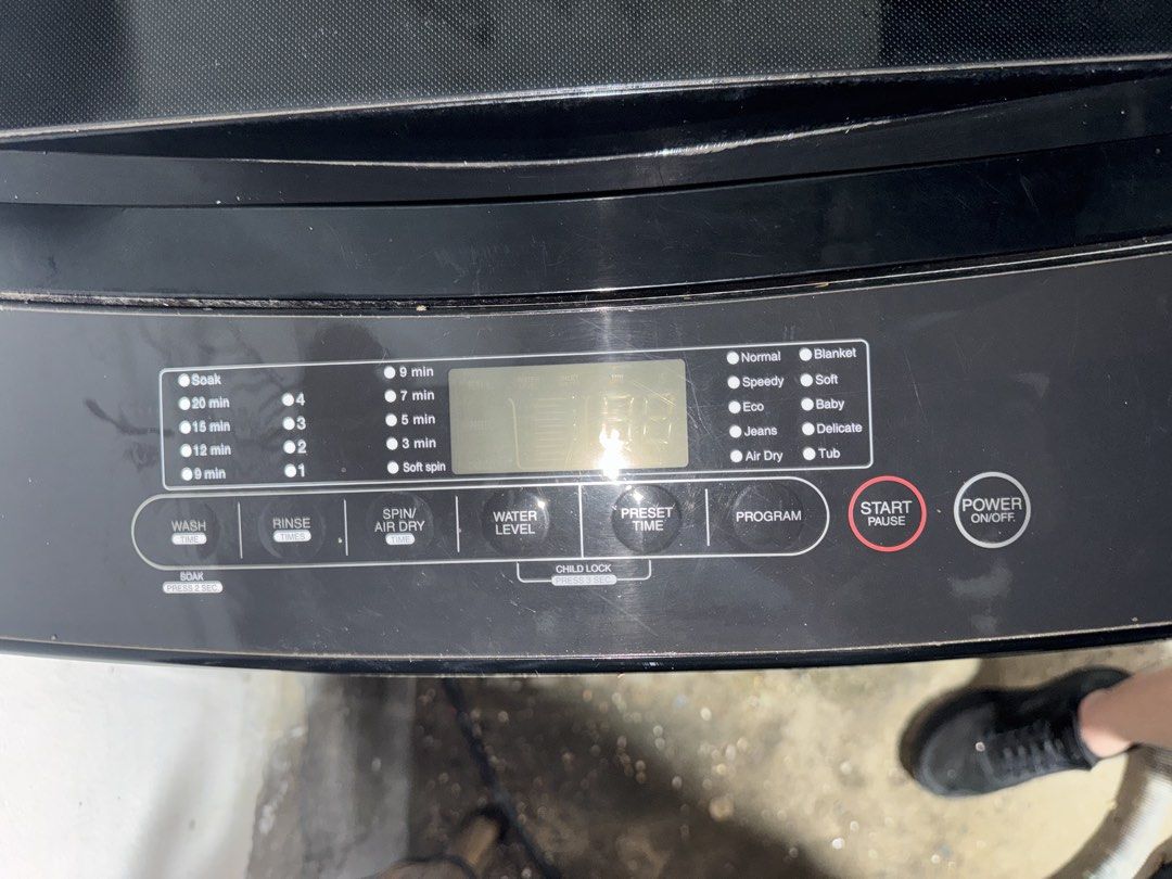 Sharp 7.0kg Top Load Washing Machine ES-JN07A9 (Category: Washing Machines and Dryers) located in Bacoor. Submitted by crissxcross.ph (Listing ID 1462917118, Image 2). Description: - Sharp Top Load Washing Machine - 7.0kg Capacity - Multiple Wash Programs: Soak, Speedy, Eco, Jeans, Delicate, Tub - Adjustable Water Level and Preset Time - User-friendly controls with clear Power and Start/Pause buttons - For pickup at San Nicolas, Bacoor, Cavite.