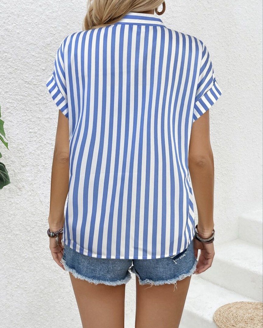 SHEIN blue stripes blouse (Category: Blouses) located in Valenzuela. Submitted by julijulyxoxo (Listing ID 1463078587, Image 2). Description: where to find me: Facebook: Julianne Leigh (post is already up) Instagram: shop.loveandrelove (might post updates/items here too) MOP: maribank, gcash, maya MOD: J&T Express Item is unwashed. Please wash immediately before wearing!.