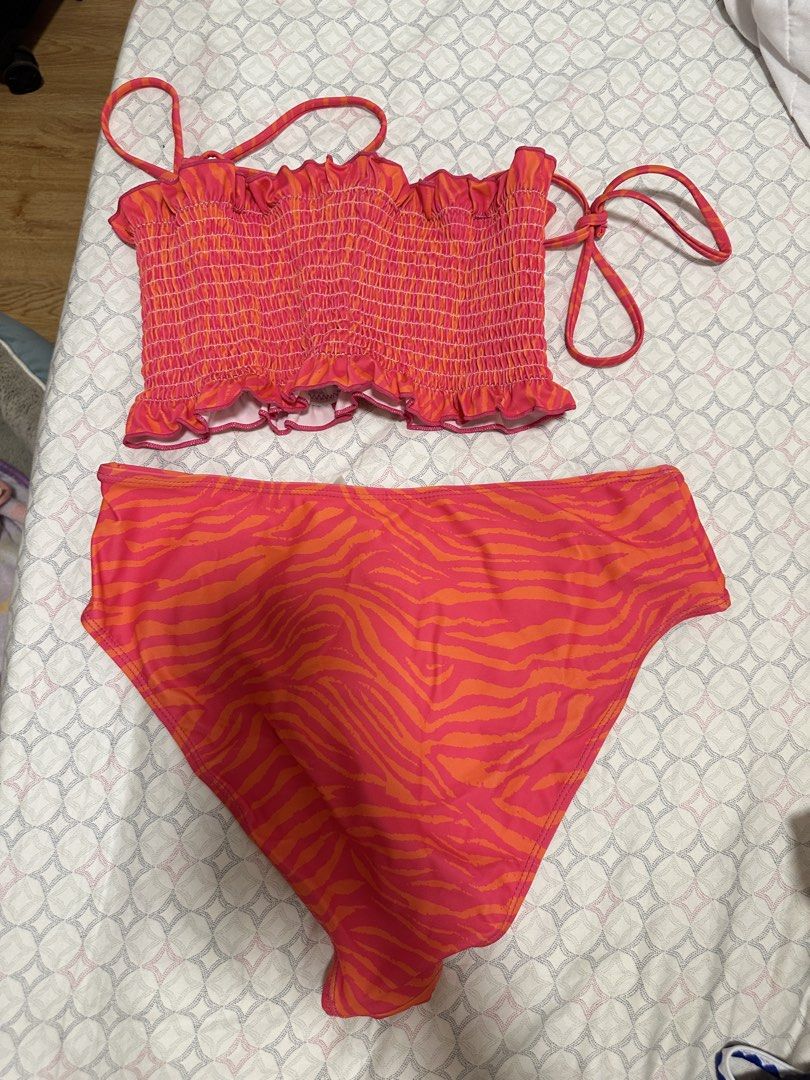 [SHEIN] smocked pink & orange bikini set (Category: Bikinis & Swimsuits) located in Cainta. Submitted by m4tchyyy (Listing ID 1463017186, Image 3). Description: 🌀 high waist bikini bottom 🌀 ribbon tie bikini top 🍀 mop: gcash or bdo 🍀 mod: j&t, ggx, or same day delivery within mm.