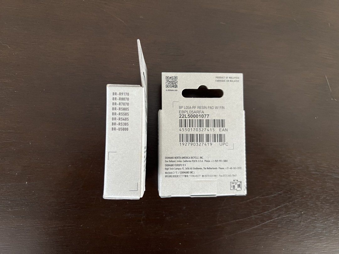 Shimano BP-L05A-RF Disc Brake Pads (Category: Bicycles) located in Taguig. Submitted by myclosetdetox.ph (Listing ID 1462890531, Image 3). Description: Brand new, never used, original packaging Selling price: ₱1,200 each Shimano L05A-RF Resin Disc Brake Pads with ICE TECHNOLOGIES cooling fins. Ideal as a replacement for compatible Shimano hydraulic disc brake systems. Key features: * 5th-generation resin compound for smooth, controlled and quiete