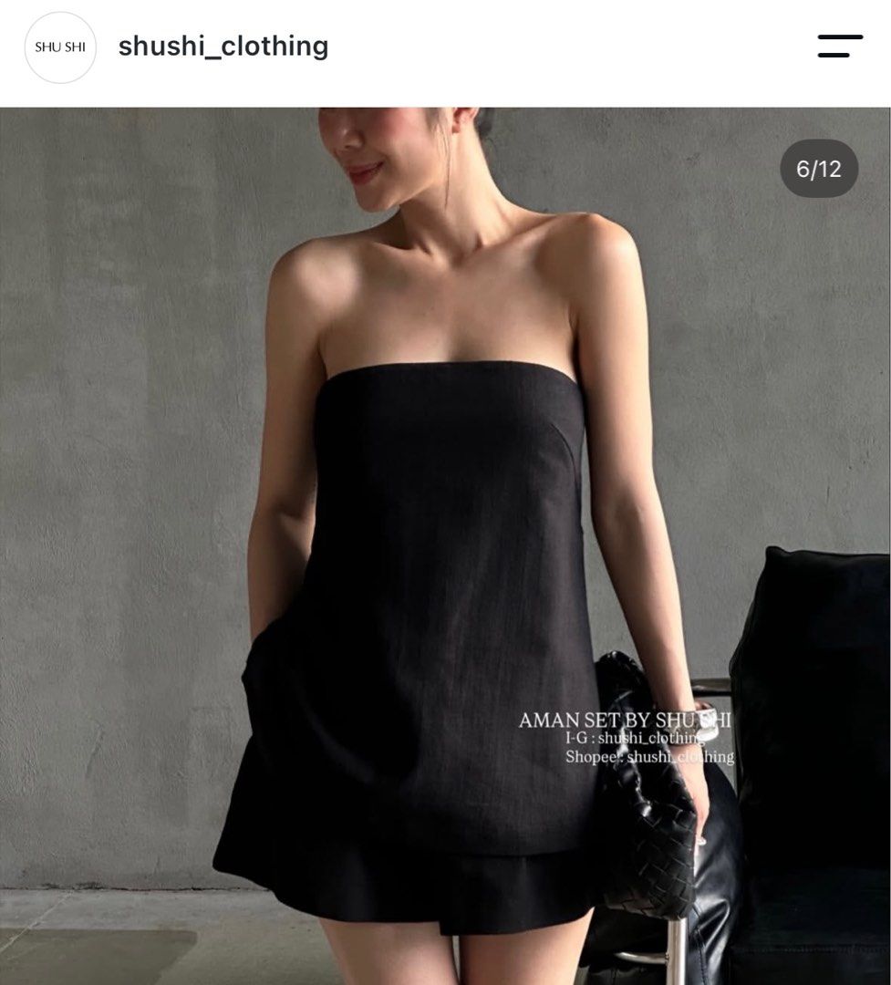 SHUSHI Black Tube Top (Category: Sets or Coordinates) located in Manila. Submitted by brieie (Listing ID 1462969322, Image 1). Description: never been used ! L on tag.