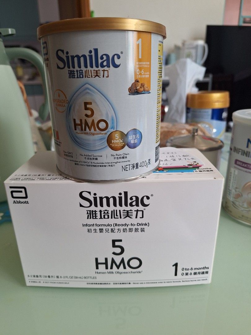 Similac 雅培心美力 1號奶粉 400g （分類：護理及餵哺 - 母乳及奶瓶）位於 Hong Kong。 由 yan170309 提交（商品編號 1462913403，圖片 1）。簡介： 適合0-6個月BB飲用。含有5種HMO益生元組合，幫助增強免疫力。無添加蔗糖，無棕櫚油。即飲裝，方便快捷。 奶粉:$100 水奶:$100 (不設散買) ( 屯門v city交收/ SF到付)。