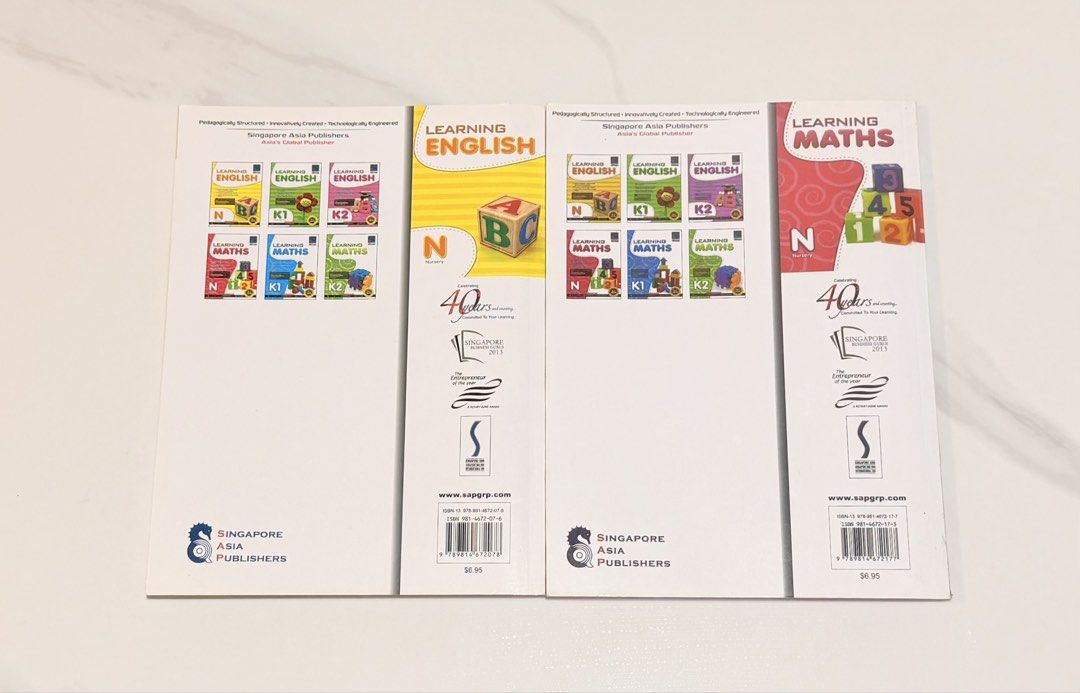 Singapore Asia Publishers Learning English / Maths ～ N / K1 / K2 （分類：教科書）位於 Hong Kong。 由 easymnm 提交（商品編號 1463078161，圖片 3）。簡介： Singapore Asia Publishers Learning English Singapore Asia Publishers Learning Maths ～ N / K1 / K2 大部分未做過，只有小部分鉛筆寫過，可以擦走 $150 ～ 6 本，$30～ 1 本。