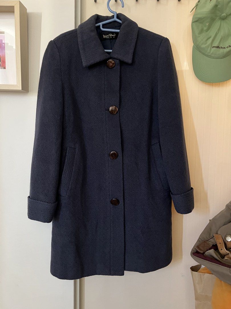 Slate Muted Navy Wool Blend Coat (Category: Coats, Jackets and Outerwear) located in General Trias. Submitted by ddayao (Listing ID 1462995013, Image 1). Description: - Classic navy coat - Button front closure - Two side pockets - Cuffed sleeves Selling these autumn/winter coats Small to Medium frame Dry cleaned and ready to wear ₱850 each 1) muted slate navy / dusty steel blue wool coat with marbled buttons 2) deep black wool coat RFS: Bought to
