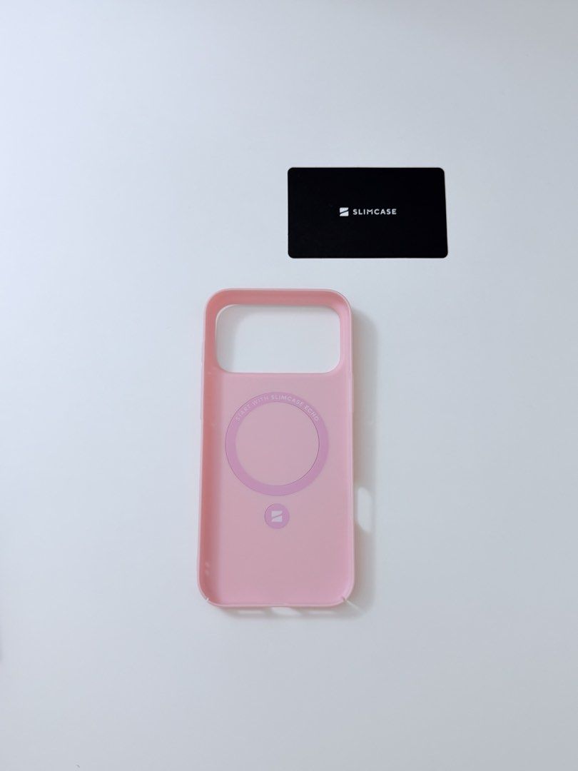 Slimcase Echo Soft Pink iPhone 17 Pro Max Phone Case (Category: Cases & Sleeves) located in Manila. Submitted by yeyouchengdu_ (Listing ID 1462890503, Image 2). Description: Brand New Complete with packaging Used for video purposes only RFS: Decluttering after filming.