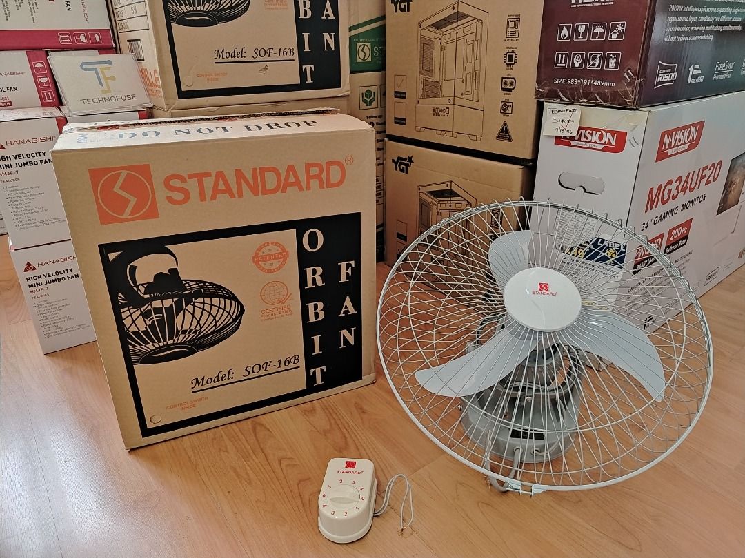 Standard Orbit Fan 16" Plastic Blade SOF16B (Category: Fans) located in Pasig City. Submitted by technofuseofficial (Listing ID 1462962384, Image 3). Description: Standard Orbit Fan 16" Plastic Blade SOF16B Brand New and Original Items Store Location: 3Rd Floor Unit 303, 604 Shaw Boulevard, Barangay Kapitolyo, Pasig City Same Day Delivery: - Lalamove delivery within Metro Manila - For walk-ins: Always PM first for item availability - We are also 