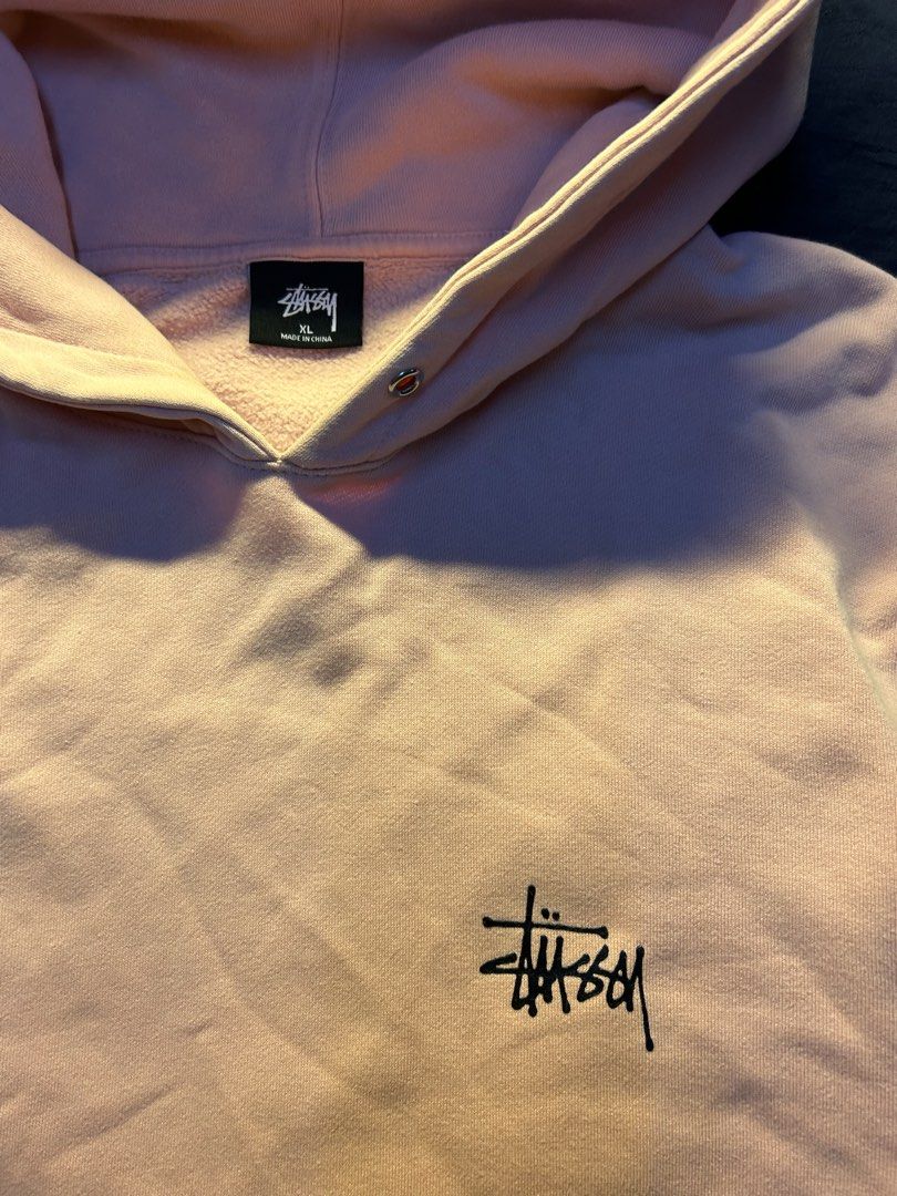 STUSSY SCRIPT HOODIE PINK (Category: Hoodies) located in Bocaue. Submitted by whoopieeee (Listing ID 1463063529, Image 3). Description: Size: length 28 / width 24.