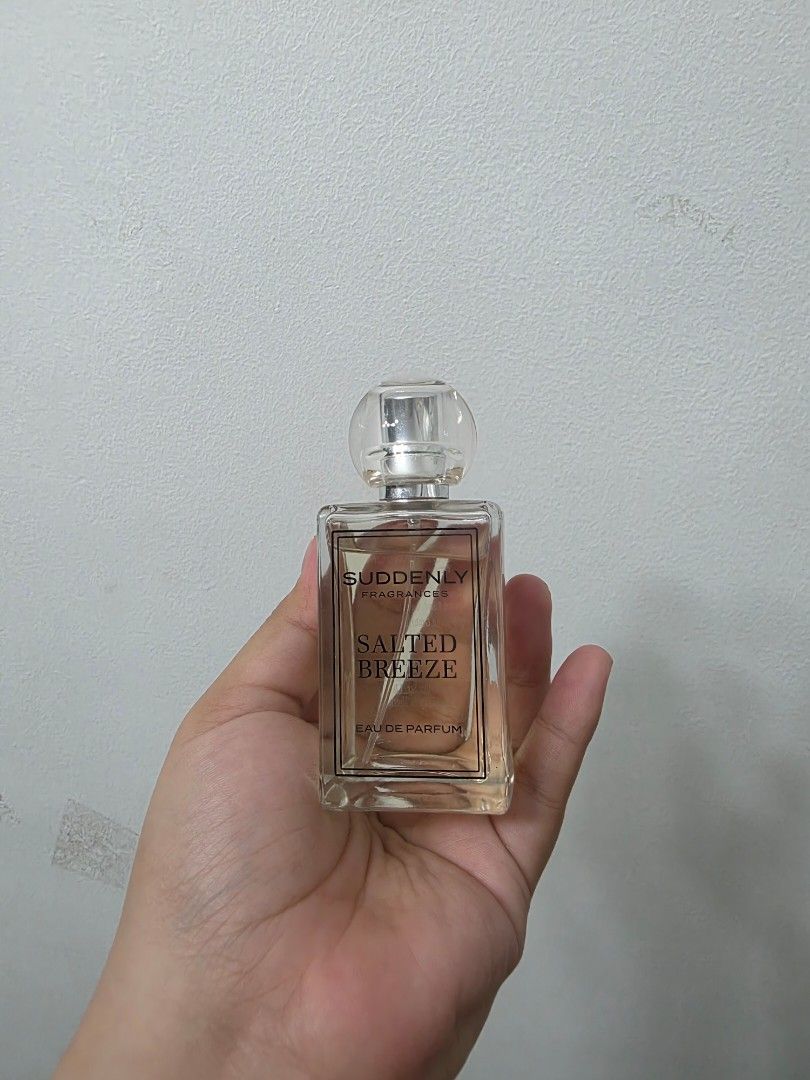Suddenly Fragrances Salted Breeze Eau de Parfum 50ml (Category: Fragrance & Deodorants) located in Quezon City. Submitted by agapimou88 (Listing ID 1463030914, Image 3). Description: - Suddenly Fragrances Salted Breeze Eau de Parfum - 50ml bottle - Scent: Salted Breeze - Ideal for everyday wear and special occasions -From Ireland.