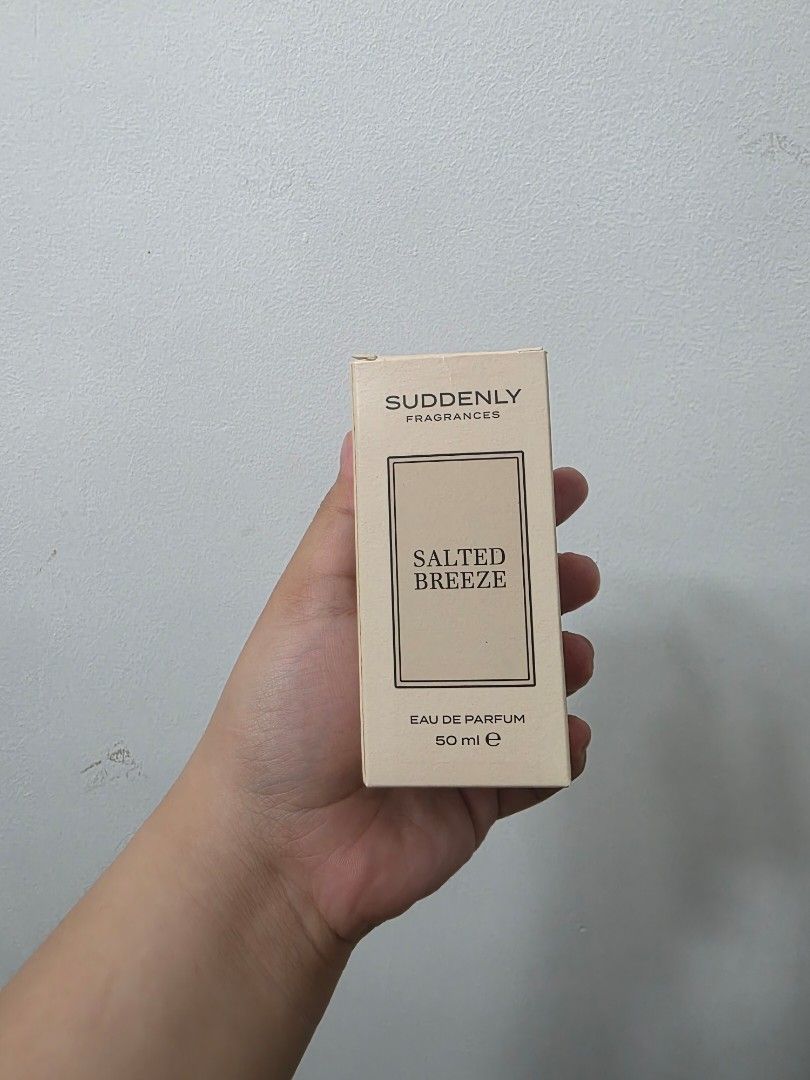 Suddenly Fragrances Salted Breeze Eau de Parfum 50ml (Category: Fragrance & Deodorants) located in Quezon City. Submitted by agapimou88 (Listing ID 1463030914, Image 2). Description: - Suddenly Fragrances Salted Breeze Eau de Parfum - 50ml bottle - Scent: Salted Breeze - Ideal for everyday wear and special occasions -From Ireland.