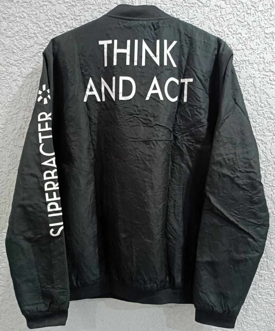 SUPERBACTER BOMBER JACKET (Category: Coats, Jackets and Outerwear) located in Calamba. Submitted by roots.online (Listing ID 1462985368, Image 2). Description: Details: Fits Large Dimes: 21W x 26L Color: Black Condition: Very good, no issue, no tags Please manage your expectation, item being sold is preloved and not brand new unless stated otherwise. Major and minor issues will be declared. Signs of usage and presence of lint is normal. Color mig