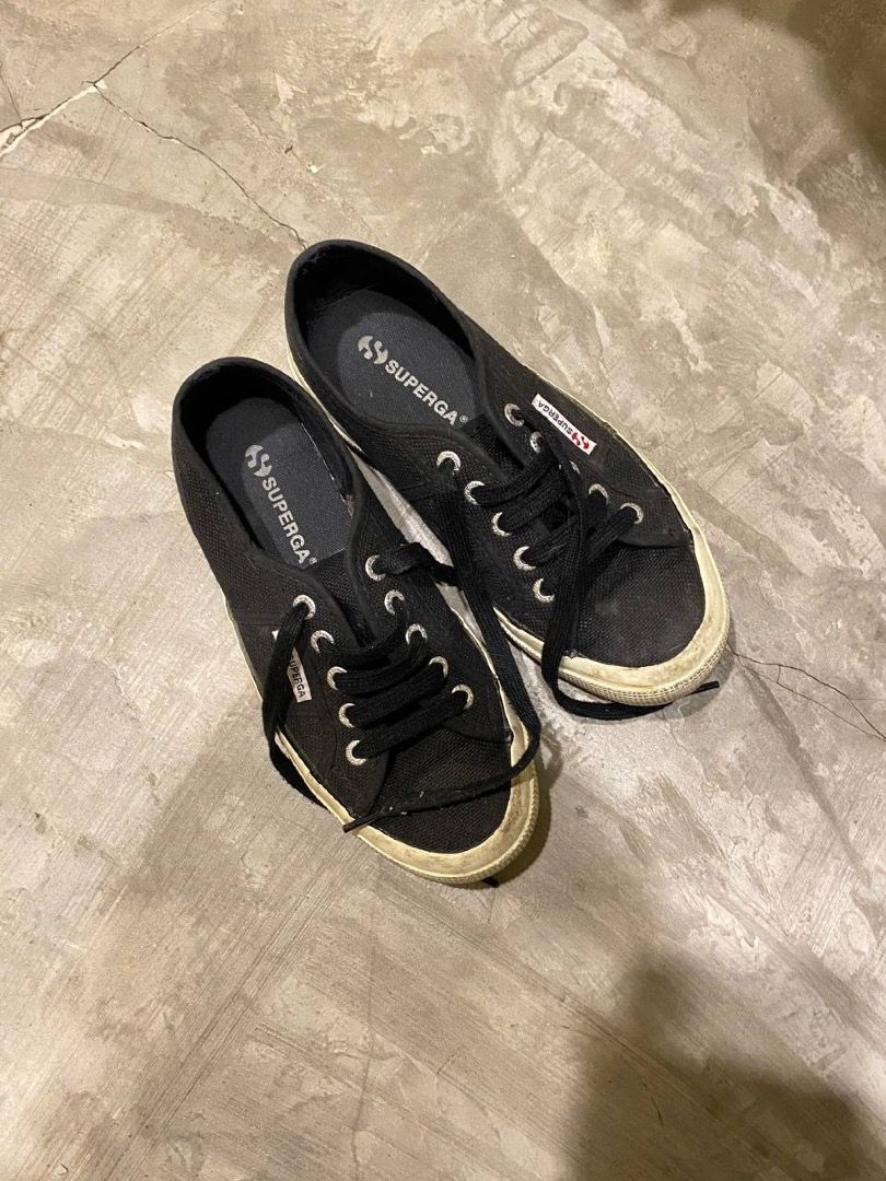 Superga Black Sneakers (Category: Sneakers) located in Quezon City. Submitted by eatupcommunity (Listing ID 1463035718, Image 1). Description: [FOR FUNDRAISING: FOOD SCHOLARSHIP PROGRAM] Classic black Superga sneakers White rubber sole Size 36 Needs washing Price negotiable.