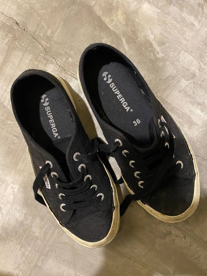 Superga Black Sneakers (Category: Sneakers) located in Quezon City. Submitted by eatupcommunity (Listing ID 1463035718, Image 2). Description: [FOR FUNDRAISING: FOOD SCHOLARSHIP PROGRAM] Classic black Superga sneakers White rubber sole Size 36 Needs washing Price negotiable.