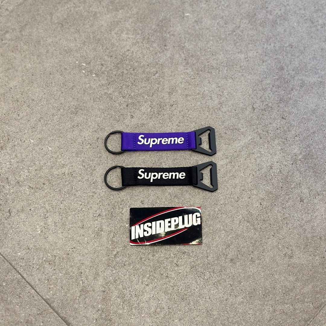 Supreme FW21 Bottle Opener Webbing Keychain (Category: Luxury Accessories) located in Quezon City. Submitted by inside_plug (Listing ID 1462991714, Image 1). Description: For Sale Supreme FW21 Bottle Opener Webbing Keychain Black, and Purple Brandnew Dm us to purchase.