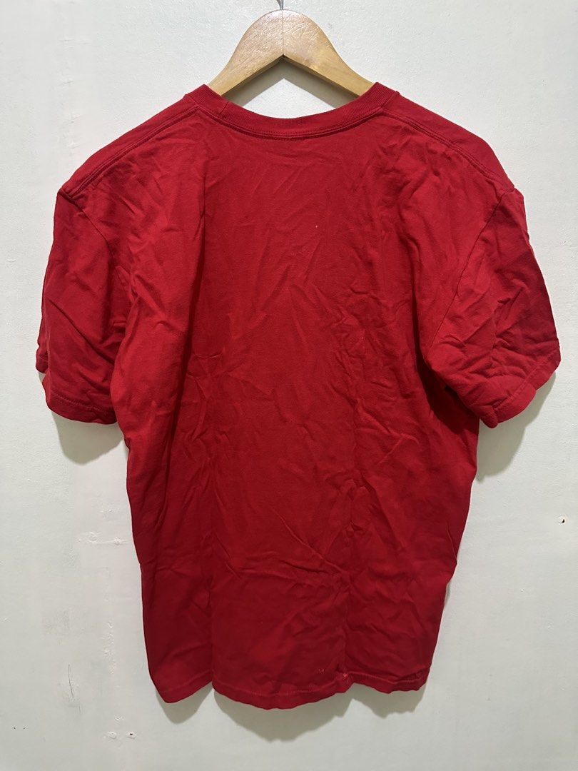 Supreme Red Box Logo T-Shirt Size M (Category: Tshirts & Polo Shirts ) located in Tagum. Submitted by ritarits572 (Listing ID 1463054914, Image 2). Description: - Red Supreme T-shirt - Features iconic Box Logo design - Made from 100% premium cotton - Pre-shrunk fabric for a consistent fit - Size: Medium, 20.5 x 27 - Proudly Made in the USA - Essential addition to any streetwear enthusiast's wardrobe - Flaws: bleach stains .