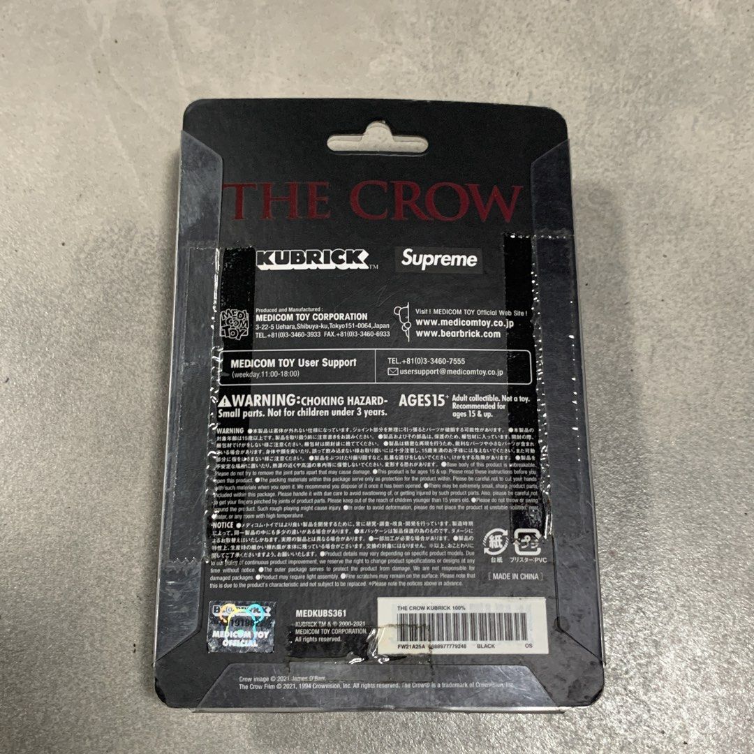Supreme x The Crow Kubrick (Category: Designer & Blind Box Toys) located in Pasig City. Submitted by paymelikelandlord (Listing ID 1462935478, Image 2). Description: Supreme x The Crow Kubrick 100% collectible action figure released by Medicom Toy in Fall/Winter 2021 7500 Brand new Dm us to purchase 📥.