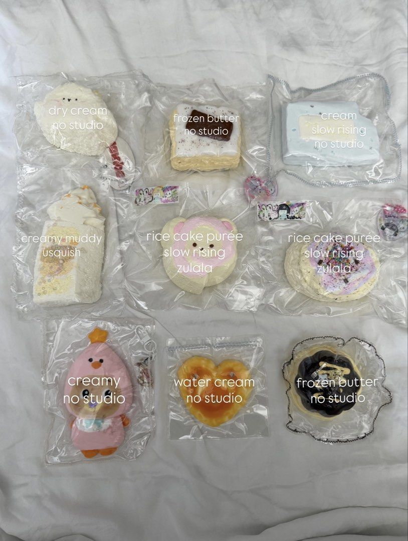 taba squishy - zulala, usquish (Category: Designer & Blind Box Toys) located in Manila. Submitted by garlicsauce (Listing ID 1462921925, Image 2). Description: TAKE ALL PRICE: ₱2500 zulala - ₱799 each, ₱1,200 for both usquish - ₱400 everything else (no studio) - ₱300 (₱1,400 if take all).