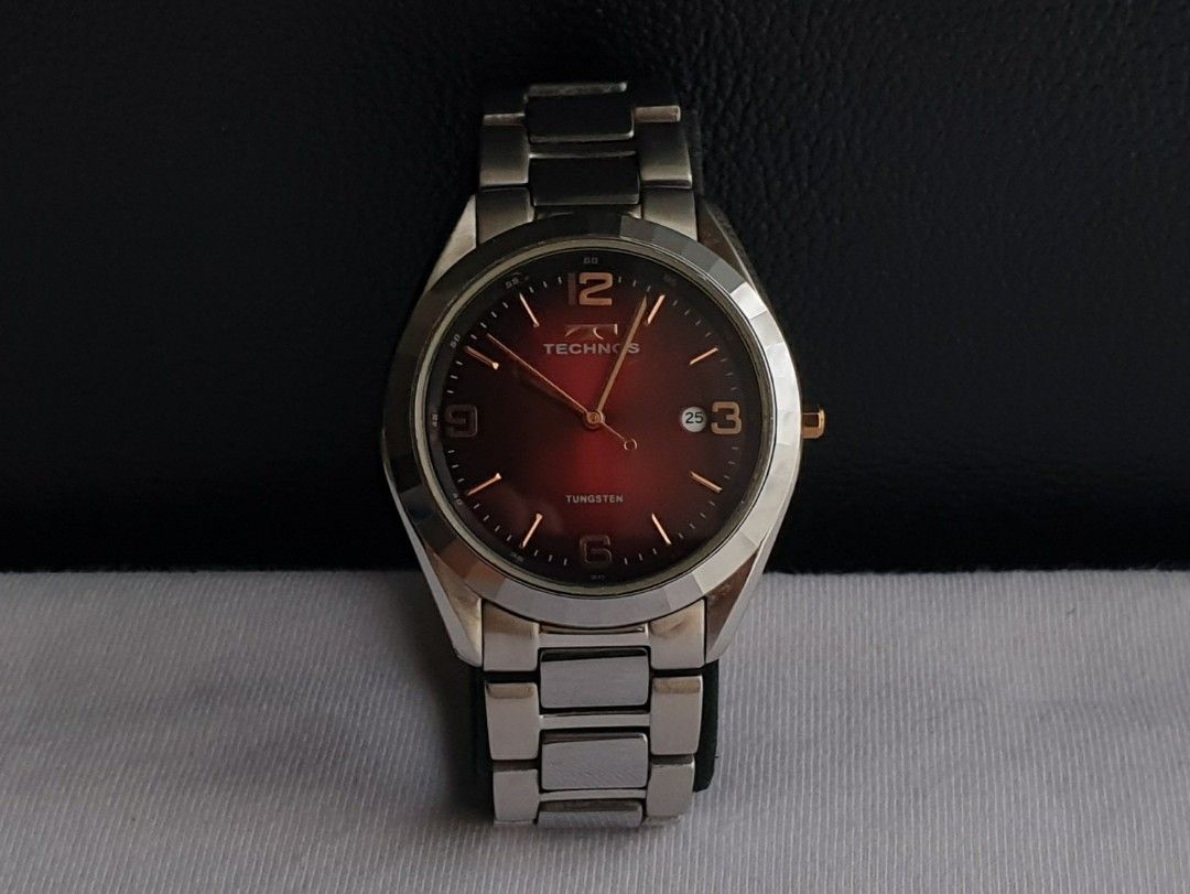 Technos Tungsten T9560GB Watch (Category: Men's Watches) located in Quezon City. Submitted by WasalakTwo (Listing ID 1463021571, Image 2). Description: Bought in Japan Good as new Wine Red dial New battery 36mm case 6.8" wrist Novaliches, QC Open for shipping nationwide.