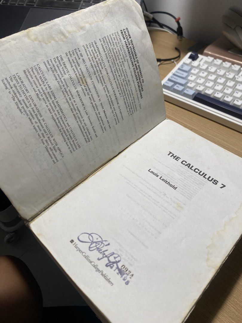 The Calculus 7 (TC7) by Louis Leithold (Category: Textbooks) located in Quezon City. Submitted by juice.len (Listing ID 1463047202, Image 3). Description: The classic calculus textbook used in many Math 21/Math 53-level courses. Great for self-study, practice problems, and exam prep. no missing pages Meet Up: Commonwealth Area Shipping to be paid by buyer 📩 Message me for more photos or questions. First come, first served. Please don’t ask “is t