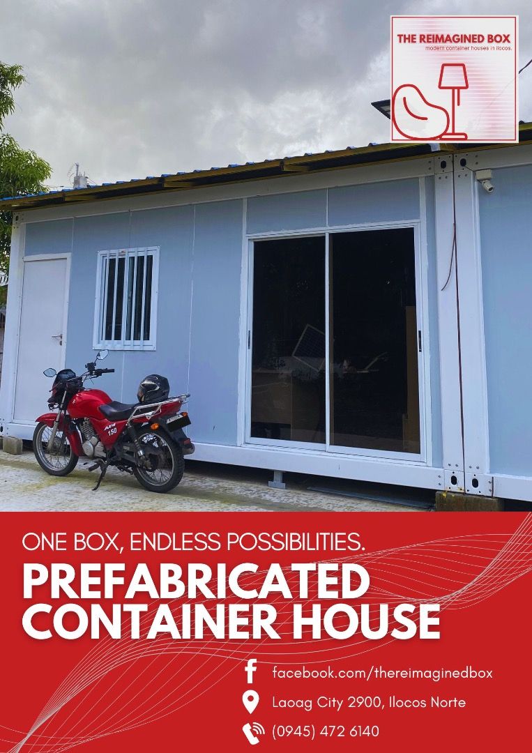 The Reimagined Box Prefabricated Container House (Category: Construction & Building Materials) located in Batac City. Submitted by vanillabuttercream (Listing ID 1462894450, Image 1). Description: - Prefabricated container house - Versatile living or workspace solution - Located in Laoag City, Ilocos Norte - Contact The Reimagined Box for inquiries.
