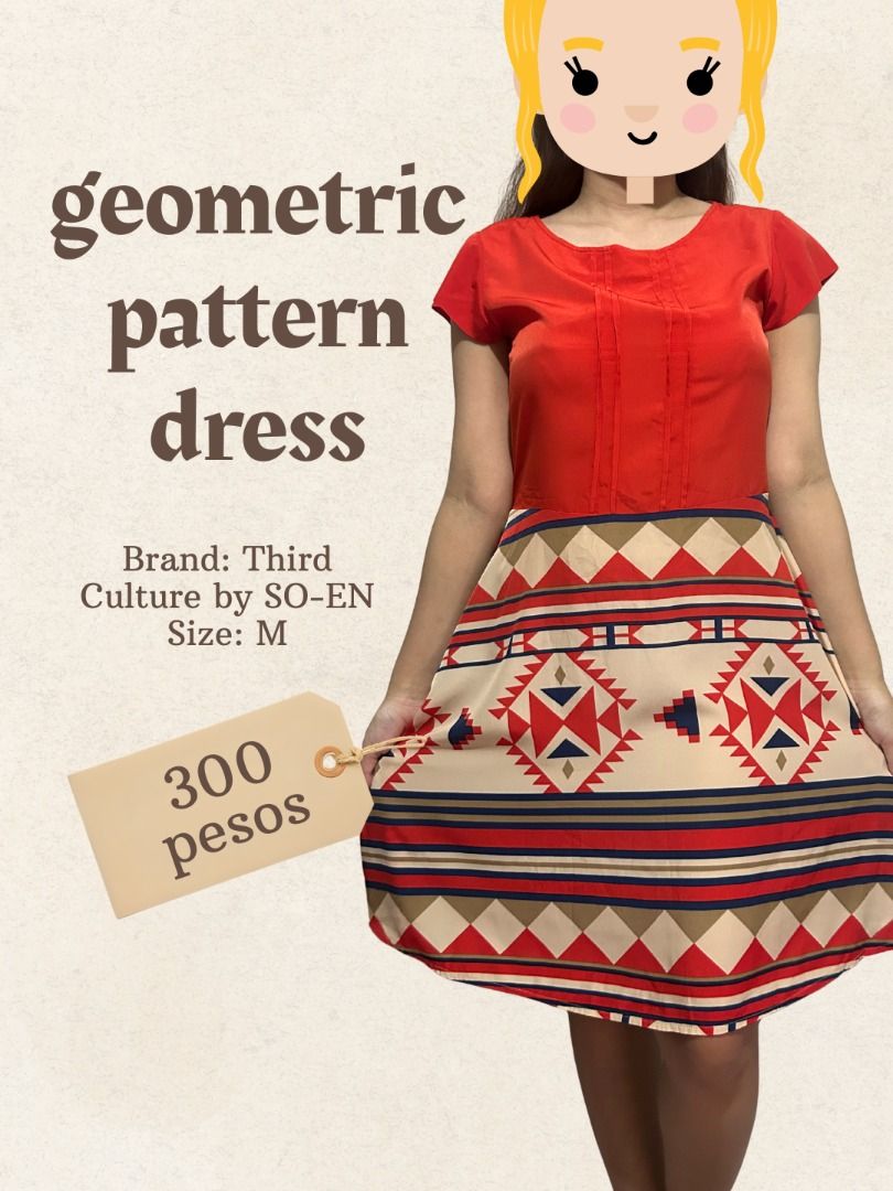 [Third Culture by SO-EN] Geometric Pattern Dress (Category: Dresses) located in Marikina City. Submitted by the.hourlist.closet (Listing ID 1463066513, Image 1). Description: ♡ Details Feminine floral midi dress in pink with a flattering silhouette. Great for semi-formal occasions, church, brunch, or garden events. ♡ Brand Third Culture by SO-EN ♡ Size M ♡ Condition Very good pre-loved condition No noticeable flaws ♡ Price ₱300 ♡ Shipping J&T Shi