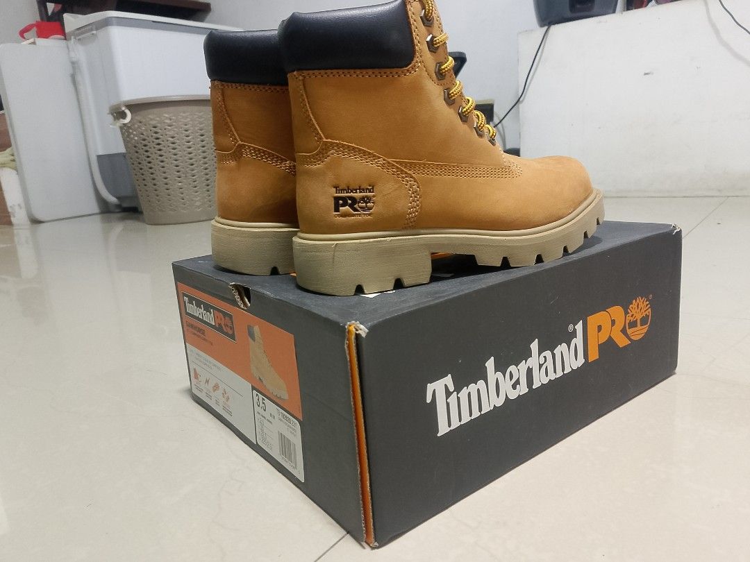Timberland PRO Men's Safety Boots (Category: Boots) located in Quezon City. Submitted by cloudstrife30 (Listing ID 1462996328, Image 3). Description: - Timberland PRO safety boots - Tan nubuck leather upper - Distinctive yellow laces - Comfortable black collar - ASTM F2413-18 and ASTM F3445-21 certified for safety - Made in Vietnam - Comes with original box Timberland sawhorse 6" Size 22.5 cm/35 eu/2.5 UK 2,500 nlng galing u.s Padala Mali size pa