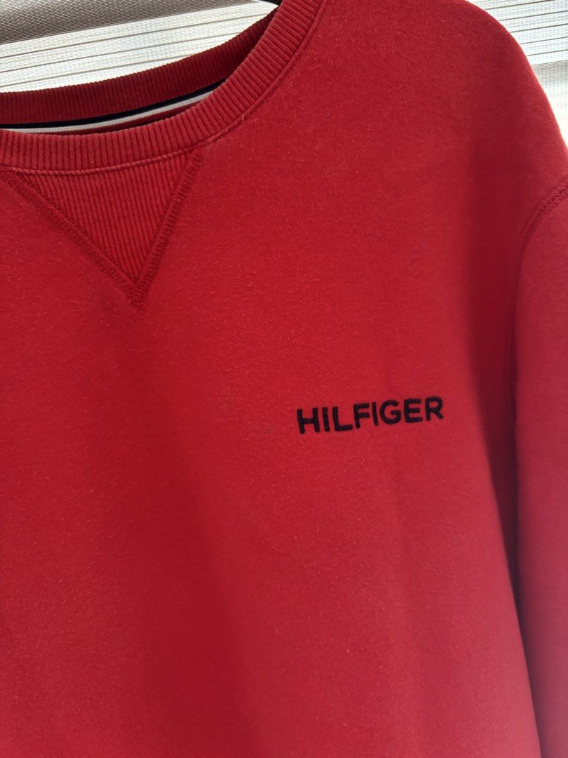 tommy hilfiger sweater (Category: Coats, Jackets and Outerwear) located in Manila. Submitted by iyahpreloved_ (Listing ID 1462945903, Image 2). Description: orig tommy hilfiger size L! red no stains, washable yung nasa lower part ng sweater .