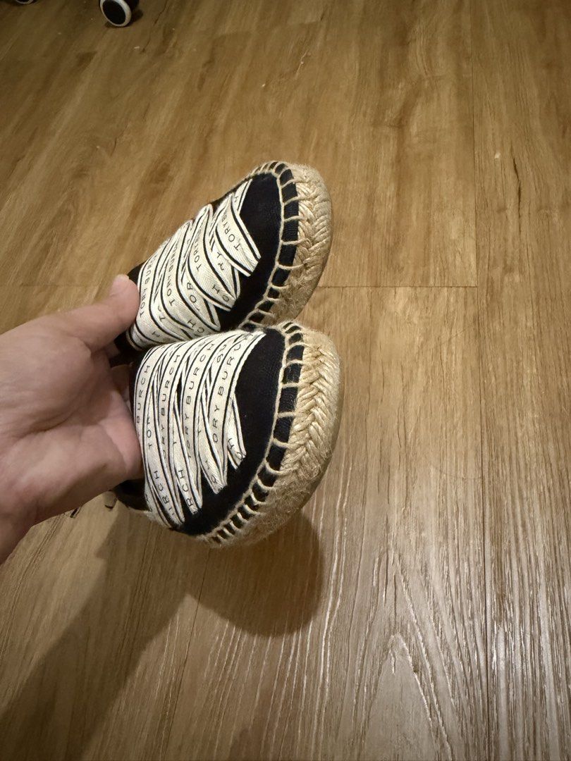 Tory Burch Black Espadrilles with Ribbon (Category: Flats & Sandals) located in Pasig City. Submitted by regineski (Listing ID 1462910061, Image 3). Description: - Brand: Tory Burch - Color: Black - Style: Espadrilles - Features: Signature logo ribbon at the back - Closure: Easy slip-on - Occasion: Great for casual wear -Comes with box -Size 6.