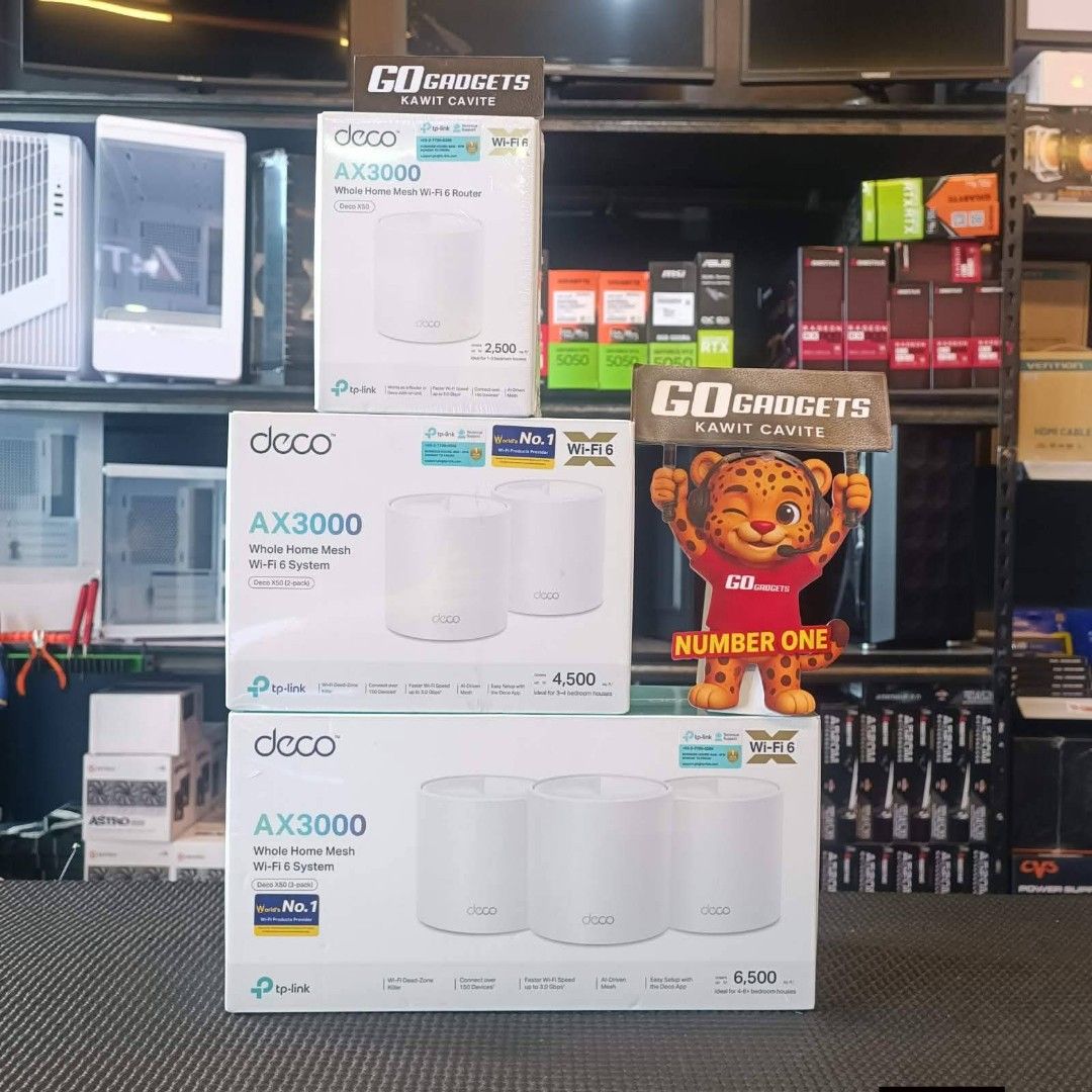 TP-Link Deco X50 AX3000 (Category: Networking) located in Caloocan City. Submitted by kentsalvador31 (Listing ID 1462890601, Image 1). Description: TP-Link Deco X50 AX3000 Whole Home Mesh WiFi 6 1PACK TP-Link Deco X50 AX3000 Whole Home Mesh WiFi 6 2PACK TP-Link Deco X50 AX3000 Whole Home Mesh WiFi 6 3PACK Go Gadgets - Kawit Cavite 💬 Message us now for full specs & recommendations! 🌐 Suitable for: ✅ Home WiFi upgrade ✅ Whole-home WiFi coverage ✅