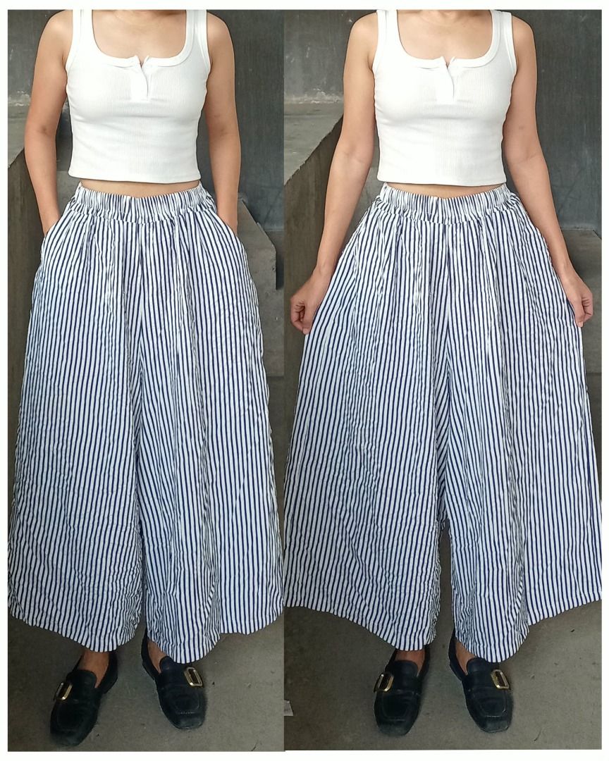 Trends stripe wide flowy squarepants (Category: Other Bottoms) located in Davao. Submitted by irisrazona16792 (Listing ID 1463109021, Image 1). Description: Wd side pocket/cotton Waist 24-38 (garterize) L 36 good as new.