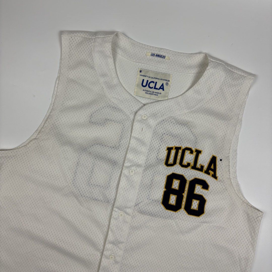 UCLA Botton Down Jersey (Category: Activewear) located in Quezon City. Submitted by 1106_collective (Listing ID 1462946298, Image 3). Description: Size:Meduim Condition:9.5/10 Material: 100% Polyester Made in: China Flaw / Defect: None Dimension Width: 22” Length: 29.5” Shoulder: 15.5”.