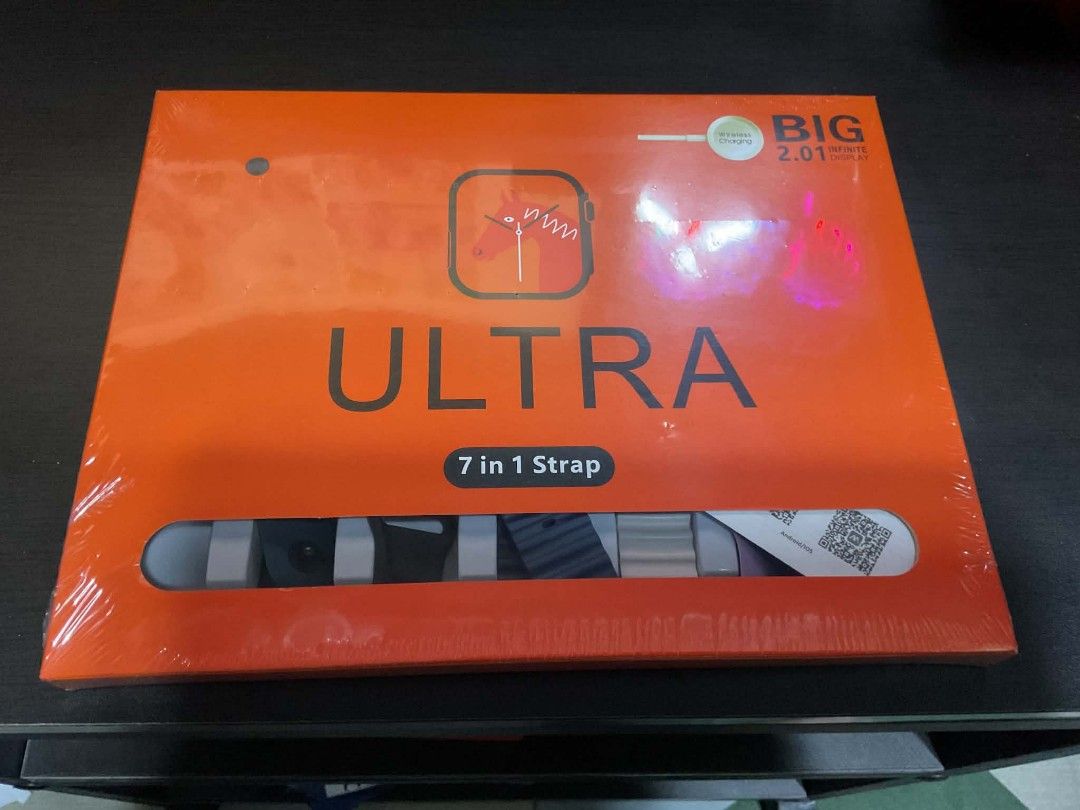 ULTRA Smartwatch 7-in-1 Strap Wireless Charging (Category: Wearables & Smart Watches) located in Rizal. Submitted by giorgio_tsoukalos (Listing ID 1462929507, Image 1). Description: Smart Watch Ultra 7 in 1 Strap Brand New || Sealed - Big 2.01 inch infinite display - Supports wireless charging - Includes 7 straps and charging cable - Battery life, charge cycles, and display life vary by use - Not a medical device - Made in China Meet-Up: Upper An