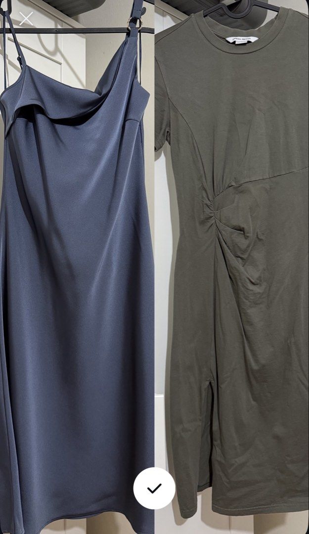 Urban Revivo dresses (Category: Dresses) located in Caloocan City. Submitted by moodyfinds (Listing ID 1462974784, Image 1). Description: Green dress - small (used) Blue dress - medium (never used).