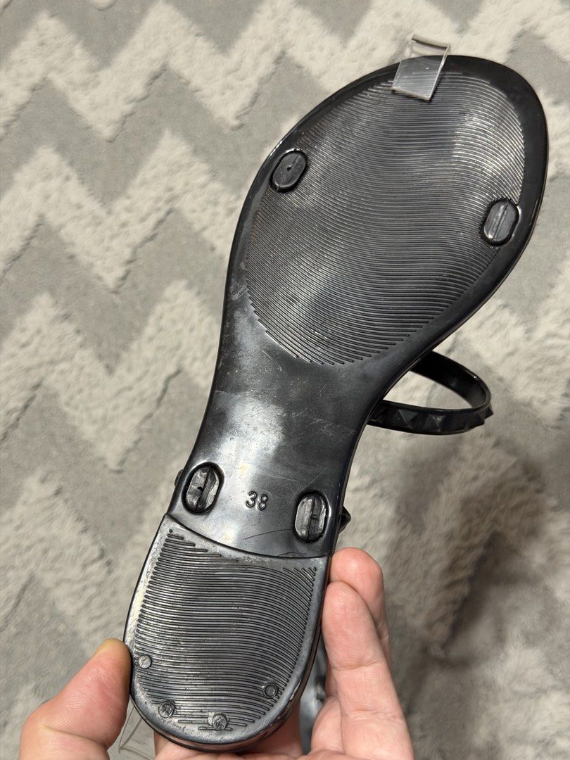 Valentino Garavani - Black Rubber Rockstud Sandals (Category: Flats & Sandals) located in Cavite. Submitted by commoncourtesy (Listing ID 1463101201, Image 3). Description: Size 38.