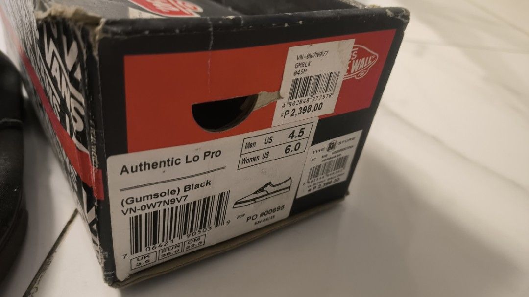 Vans Authentic Lo Pro Gumsole Black Shoes (Category: Sneakers) located in General Trias. Submitted by francissarao (Listing ID 1462898679, Image 2). Description: Vans Authentic Lo Pro (Gumsole Black) - US Men 4.5 / Women 6.0 (With OG Box) Selling a classic pair of Vans Authentic Lo Pro in the (Gumsole) Black colorway (Model: VN-0W7N9V7). Features a sleek, lower-profile canvas upper compared to standard Vans, paired with a durable brown gum sole. 