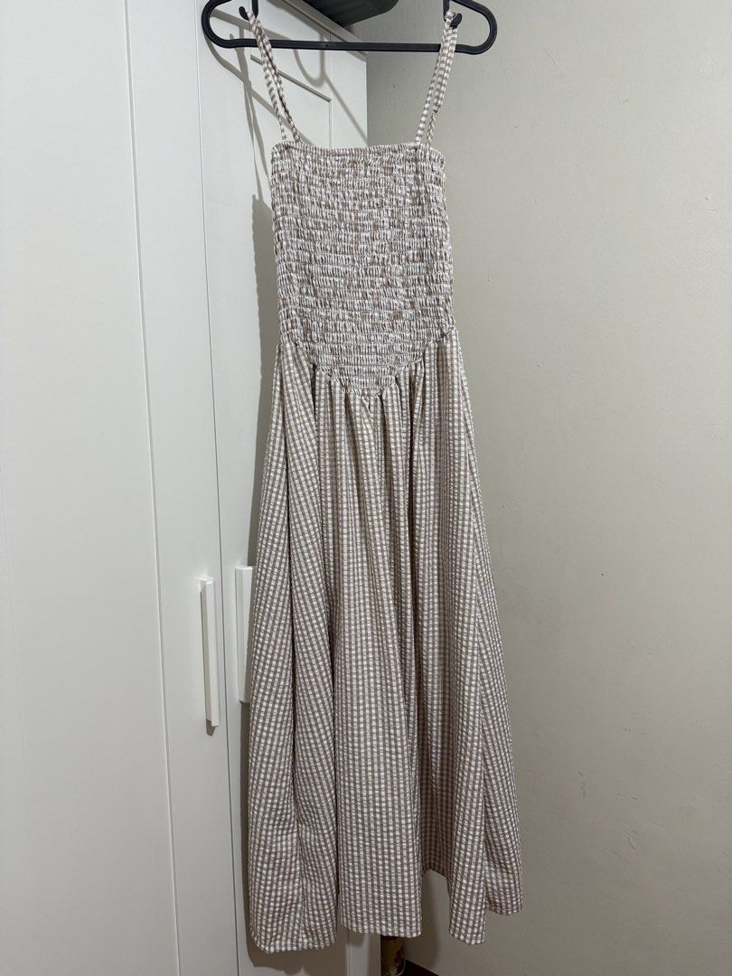 Various dresses (take all) (Category: Dresses) located in Caloocan City. Submitted by moodyfinds (Listing ID 1462973541, Image 2). Description: Brown plaid - from Dominique and Co (small) Yellow - from Meraki Manila (small) Black - from Thailand (freesize) White - from It Girl (small).
