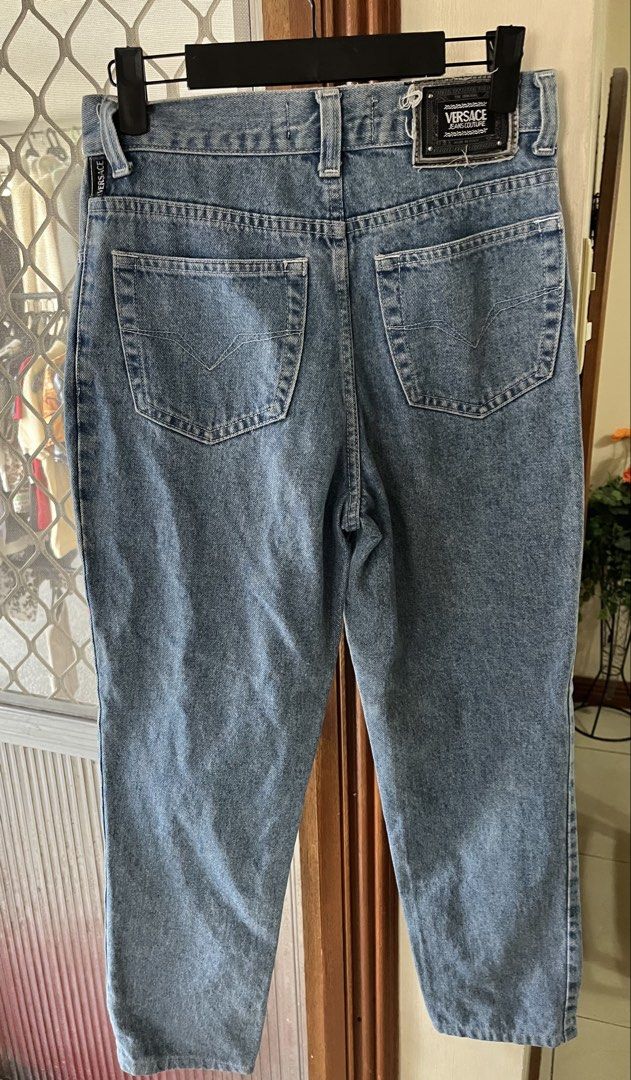 Versace pants (Category: Jeans) located in Bacoor. Submitted by ayit. (Listing ID 1462929153, Image 2). Description: - orig personal pants Good cond Authentic Versace Jeans Couture pants - Classic light blue denim wash - Size: Small (EU 36/UK 8/US 25) - Made in Italy - Visible Versace branding on tag and button.