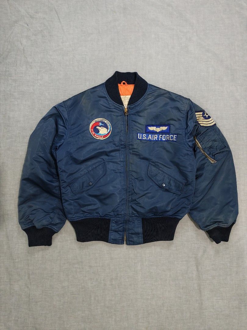 vintage houston USAF flight bomber jacket (Category: Coats, Jackets and Outerwear) located in Baguio. Submitted by used_clothing2600 (Listing ID 1463025199, Image 2). Description: vintage houston USAF flight bomber jacket size 36R good condition signs of usage pit to pit 23 inches length 24 shoulders 19 sleeve length 22.5 hem 15 P 1,880.