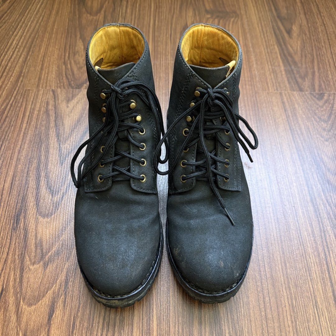 Visvim Virgil Boots (Category: Boots) located in Paranaque City. Submitted by moltisanti (Listing ID 1462936556, Image 2). Description: US8 Mens, comfortably fits 8.5-9 too Treated with Black leather dye Replaced with Vibram Lug soles Heel stabilizers intact Signs of usage and dye fading Suede’s rough to touch due to leather dye Bought from @sold_twice .